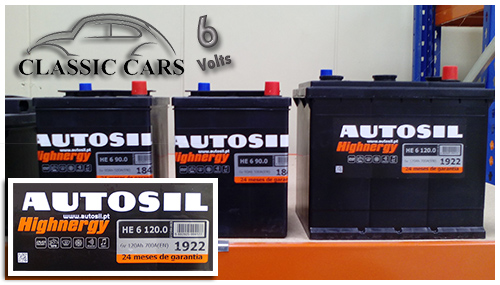 Baterias Autosil 6 Volts para automóveis / carros clássicos